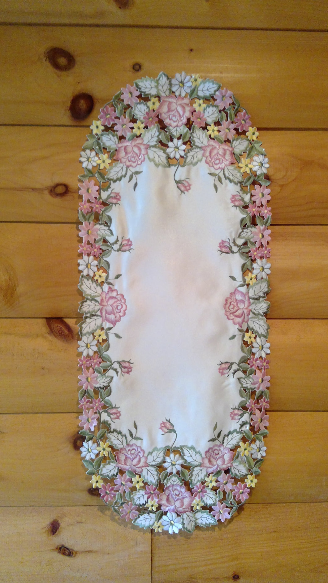 12 X 18 Oval Table Accent Victorian Rose Pattern