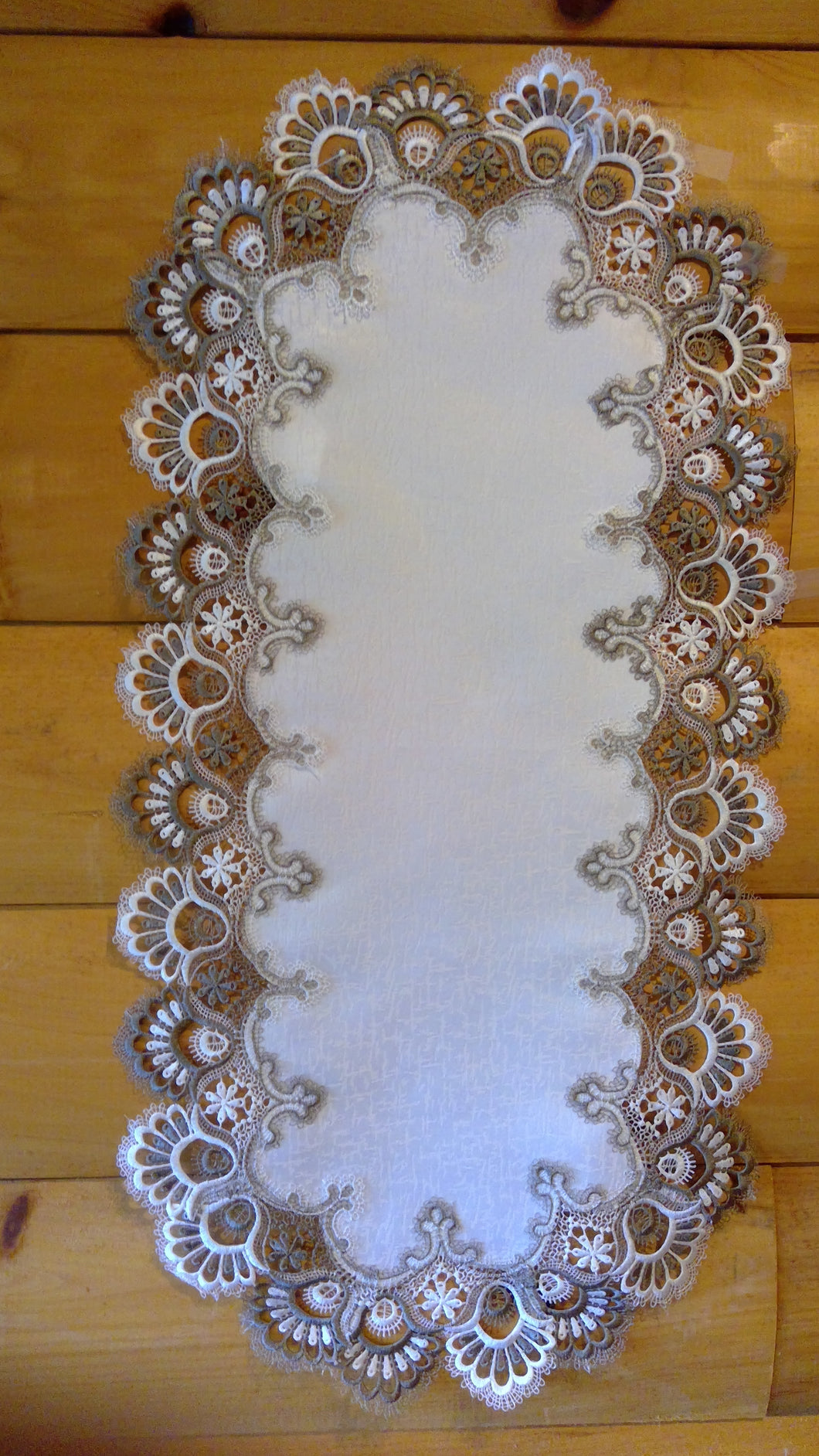 16 x 43 Oval Table Accent Cocoa Lace Pattern