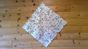33 x 33 Square Table Accent Pink Cottage Rose Pattern