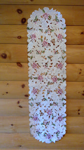 16 x 43 Oval Table Accent Pink Cottage Rose Pattern