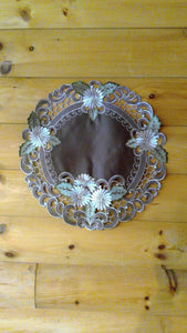 8" Round Table Accent  Silver Daisy Pattern