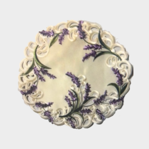 Round Table Accent Lavender Flowers Pattern