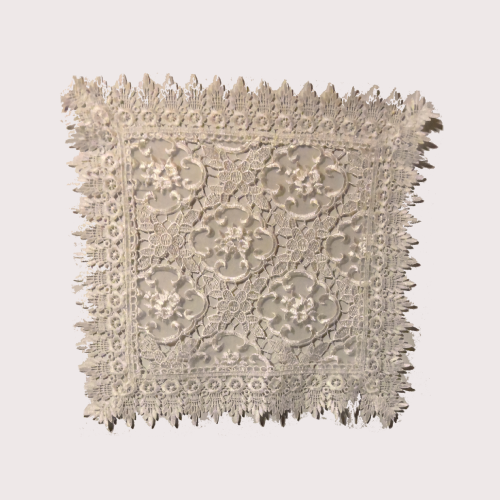 Round Table Accent White Lace Pattern