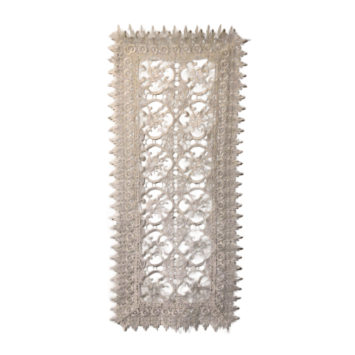 Oval Table Accent White Lace Pattern